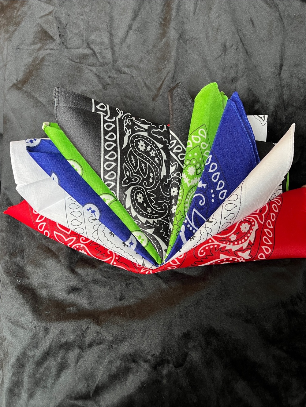 5 Pc Paisley Bandana Head Scarf Lot Red White Blue Green Black
